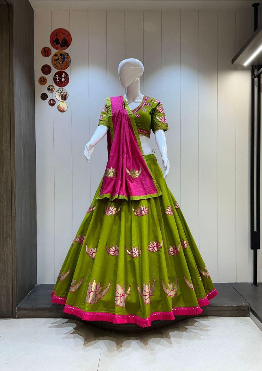 Designer Chaniya Choli for Navratri Patola Lehenga Festival outfit Gamthi Work Garba Night