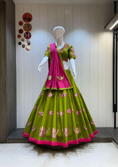 Designer Chaniya Choli for Navratri Patola Lehenga Festival outfit Gamthi Work Garba Night