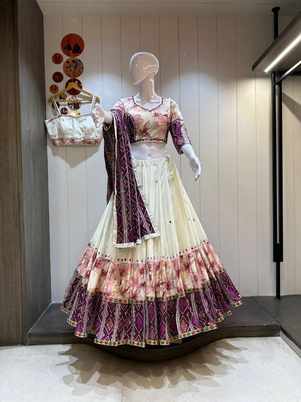 Pure Jaam Cotton Fabric With Multi Layers Of Print Heavy Original Manual Work Chaniya Choli