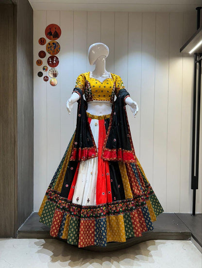 Designer Chaniya Choli for Navratri Patola Lehenga Festival outfit Gamthi Work Garba Night