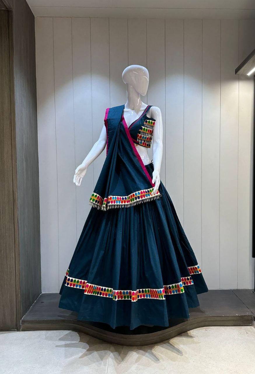 Designer Chaniya Choli for Navratri Patola Lehenga Festival outfit Gamthi Work Garba Night