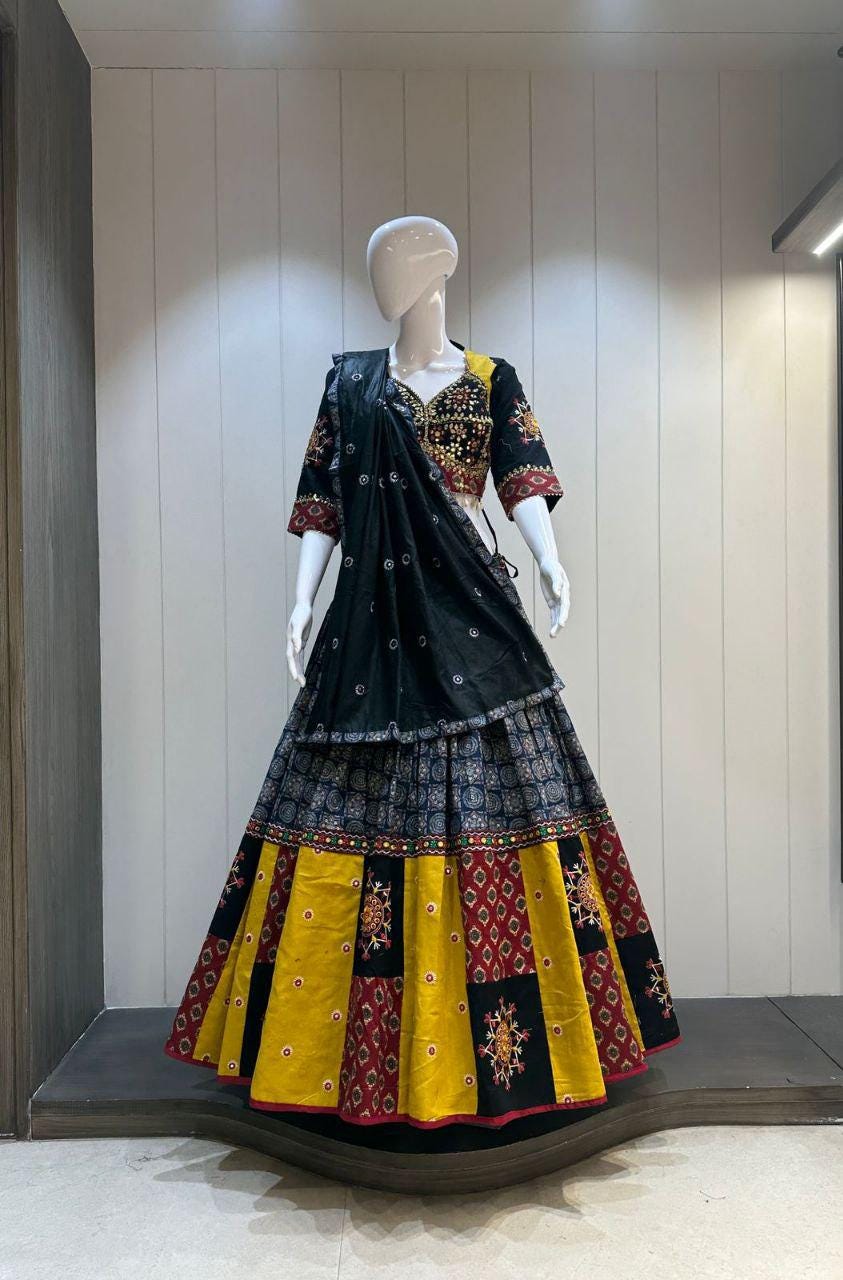 Designer Chaniya Choli for Navratri Patola Lehenga Festival outfit Gamthi Work Garba Night
