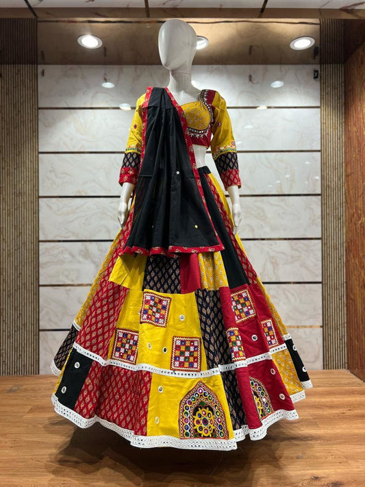 Kutchhi Box Work With Aari Work  With Patching Work Dupatta With Designer Blouse