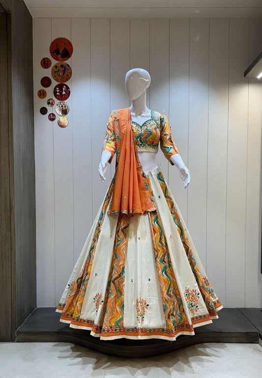 Designer Chaniya Choli for Navratri Patola Lehenga Festival outfit Gamthi Work Garba Night