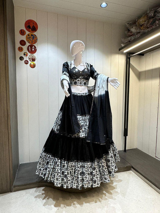 Pure Jaam Cotton Work Chaniya Choli For Navratri Patola Lehenga Festival Outfit Gamthi Work Garba Night