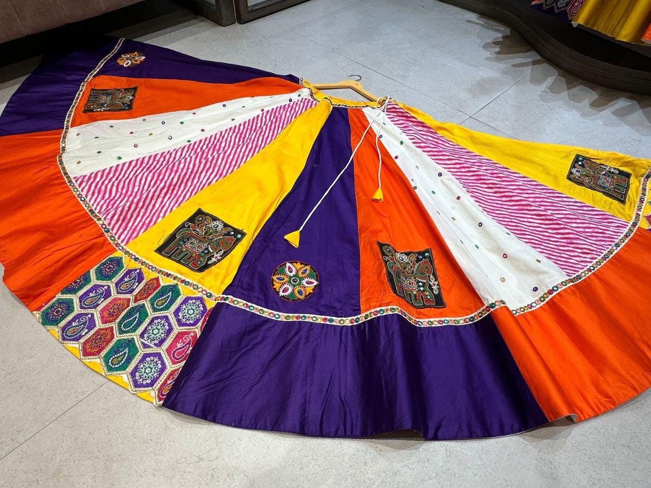 Designer Chaniya Choli for Navratri Patola Lehenga Festival outfit Gamthi Work Garba Night