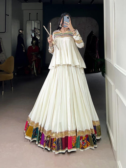 Pure Rayon Multi Patche Work With Gotta Patti Lace Touch Up