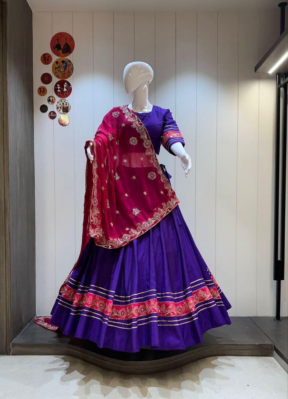 Designer Chaniya Choli for Navratri Patola Lehenga Festival outfit Gamthi Work Garba Night