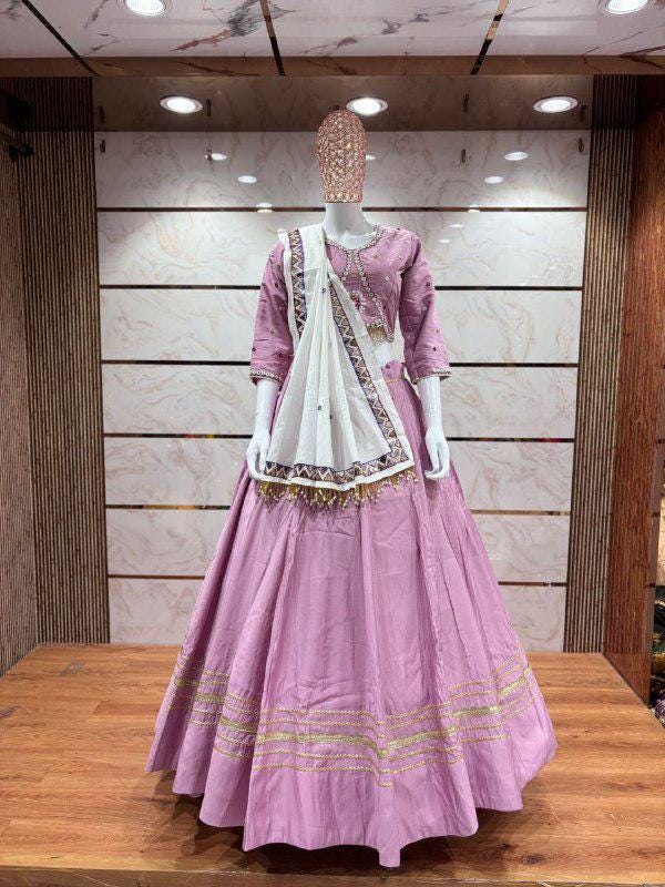 Designer Full Sleeve Heavy Real Mirror Work Base Chaniya Choli With Heavy Latkan Base