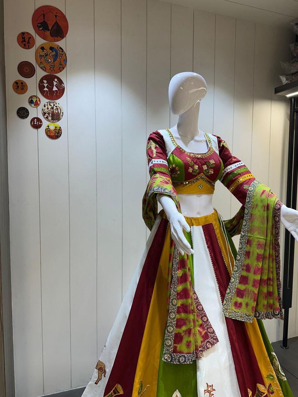 Reyon Cotton Work Chaniya Choli For Navratri Patola Lehenga Festival Outfit Gamthi Work Garba Night