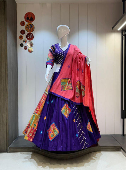 Fancy Banaras Viving Fabric Patch Work Choli For Navratri Patola Lehenga Festival Outfit Gamthi Work Garba Night