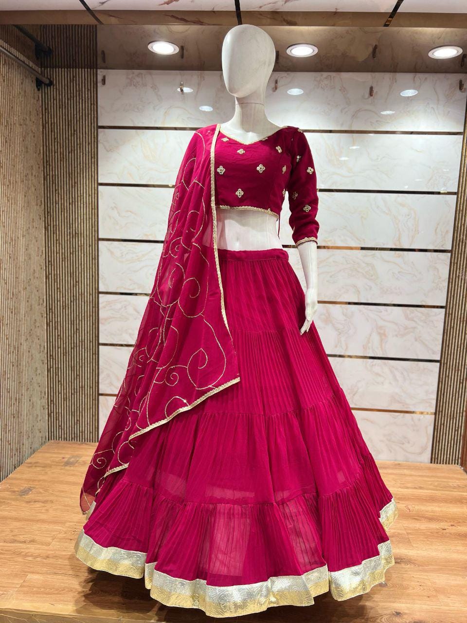 Pure Georgette Fabric Choli For Navratri Patola Lehenga Festival Outfit Gamthi Work Garba Night