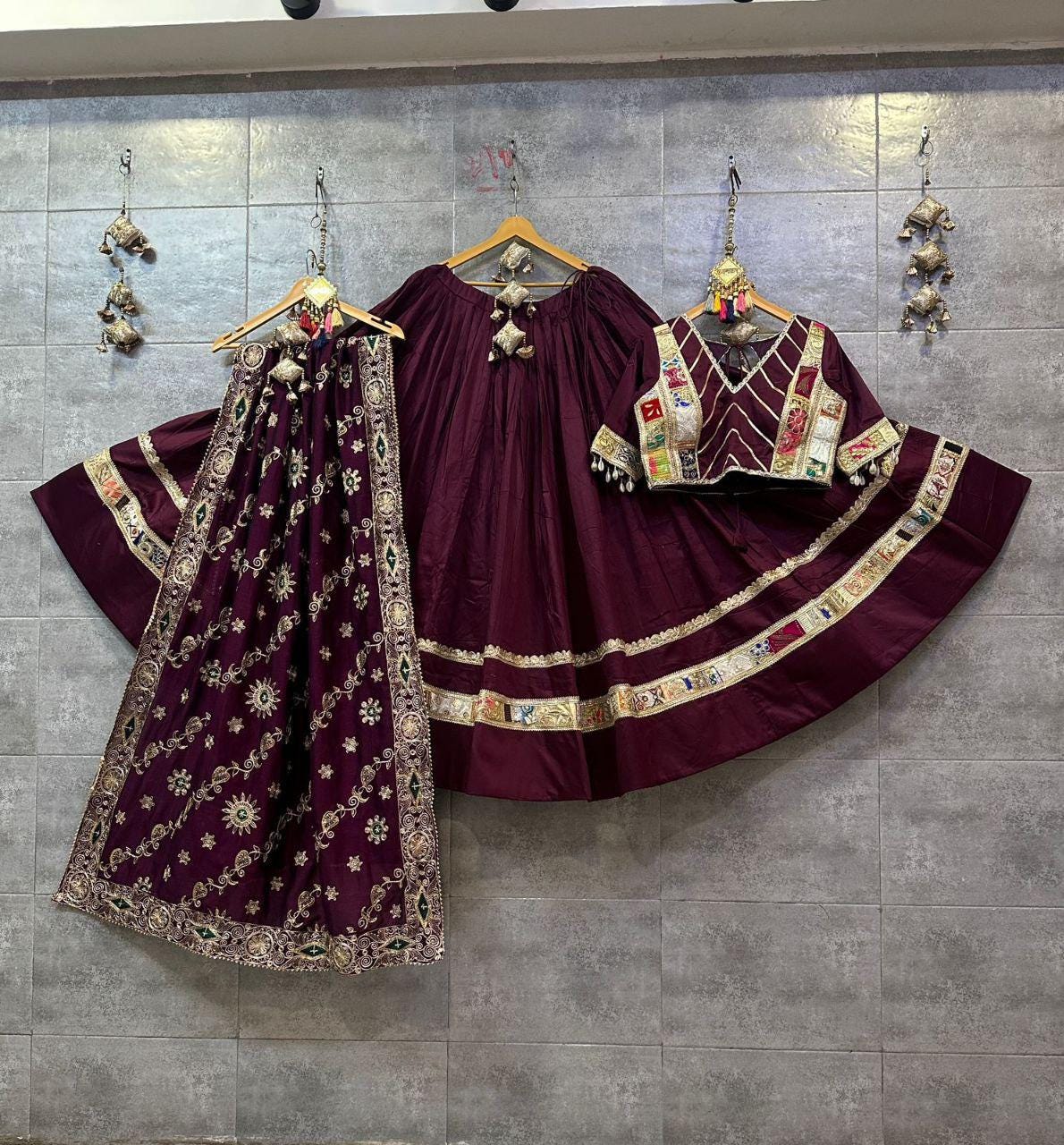 Designer Chaniya Choli for Navratri Patola Lehenga Festival outfit Gamthi Work Garba Night