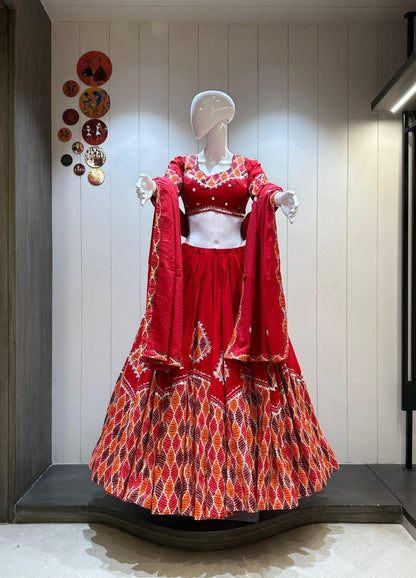 Pure Khadi Cotton Fabric Choli For Navratri Patola Lehenga Festival Outfit Gamthi Work Garba Night