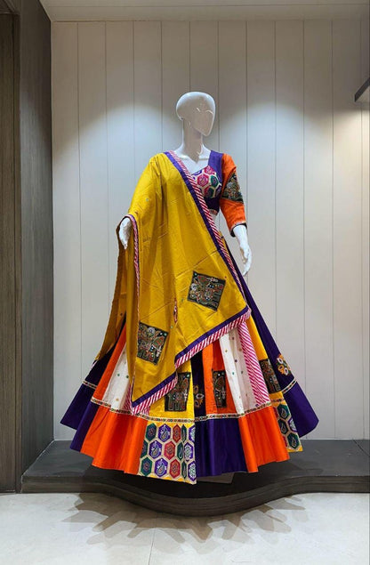 Designer Chaniya Choli for Navratri Patola Lehenga Festival outfit Gamthi Work Garba Night