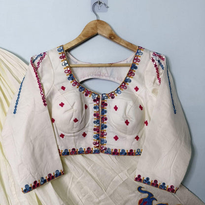 Khadi Cotton Kalo Pattern Chaniya Choli With Original Mirror Work