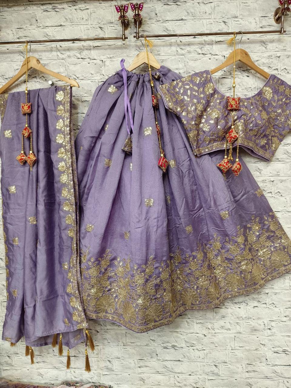 Pure Vichitra Simmer With Sequence And Jari Embroidery Work Chaniya Choli