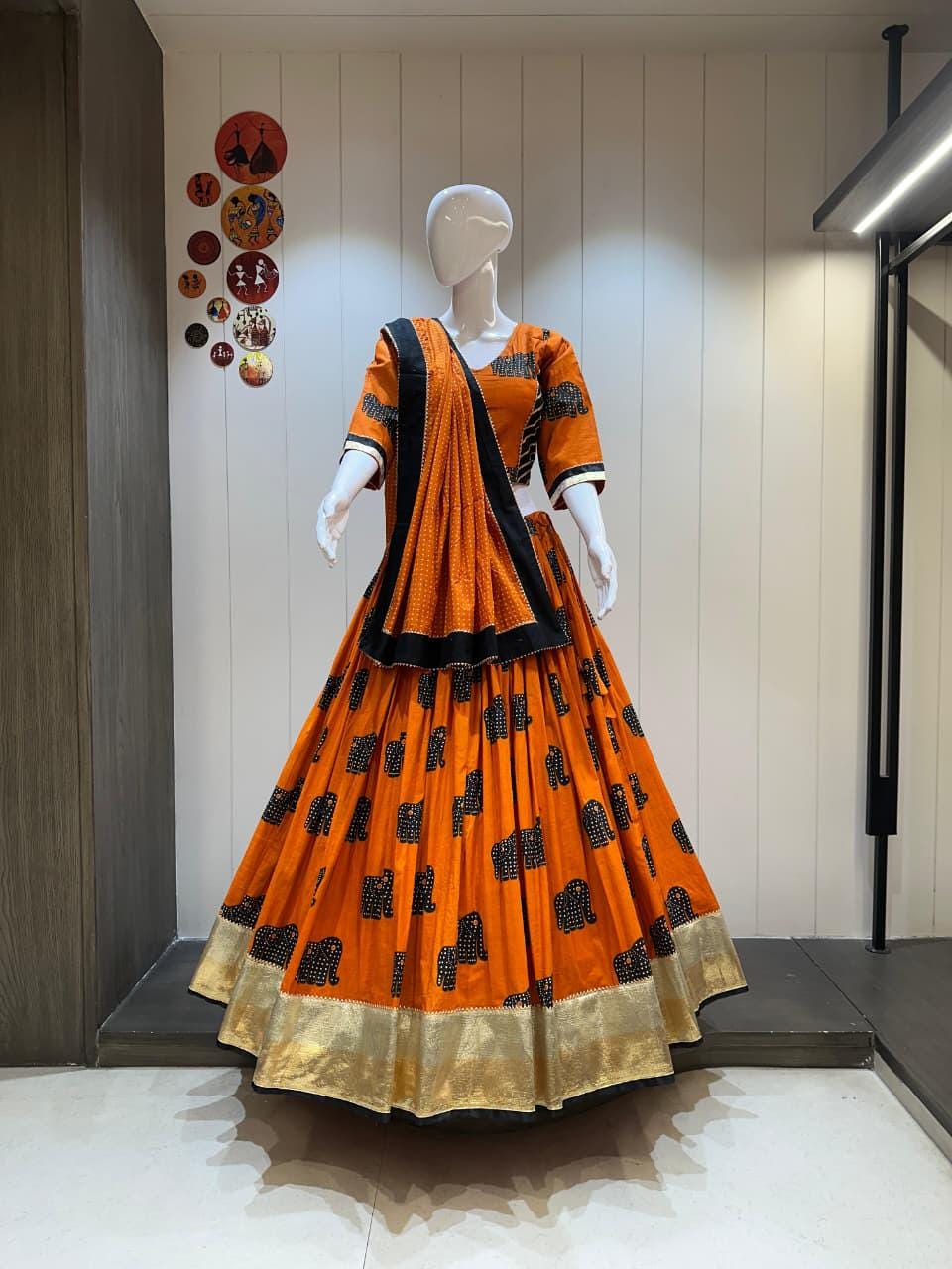 Pure Khadi Cotton Chaniya Choli With Gotta And Foil Work Lining- Crape Lining