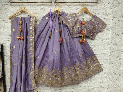 Pure Vichitra Simmer With Sequence And Jari Embroidery Work Chaniya Choli