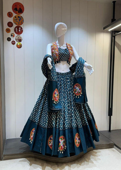Designer Chaniya Choli for Navratri Patola Lehenga Festival outfit Gamthi Work Garba Night