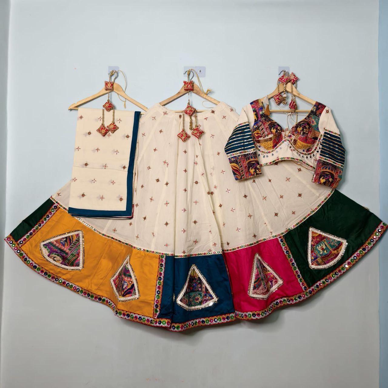 Khadi Cotton Fabric Designer Chaniya Choli With Patch Vintage Lace With Mirror