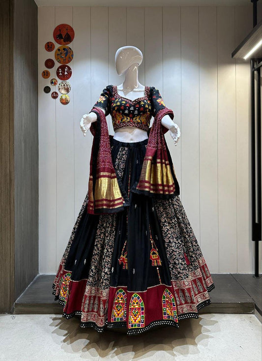 Pure Jaam cotton Choli For Navratri Patola Lehenga Festival Outfit Gamthi Work Garba Night
