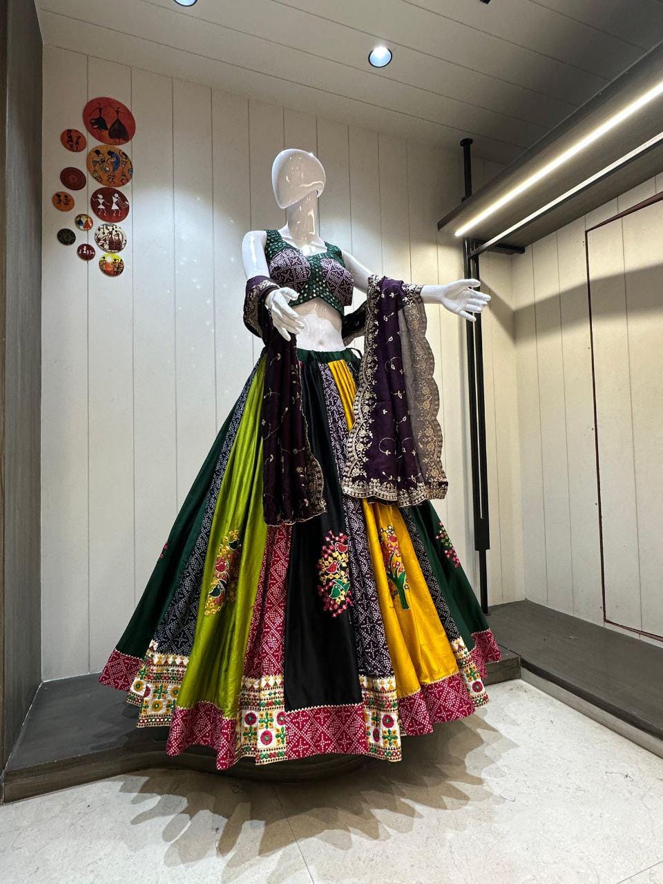 Designer Chaniya Choli for Navratri Patola Lehenga Festival outfit Gamthi Work Garba Night