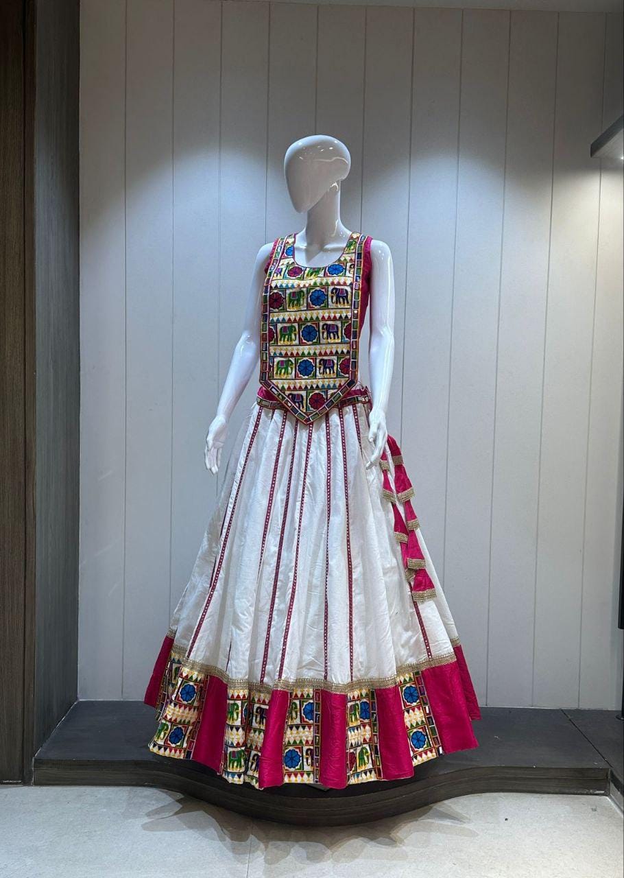 Designer Chaniya Choli for Navratri Patola Lehenga Festival outfit Gamthi Work Garba Night