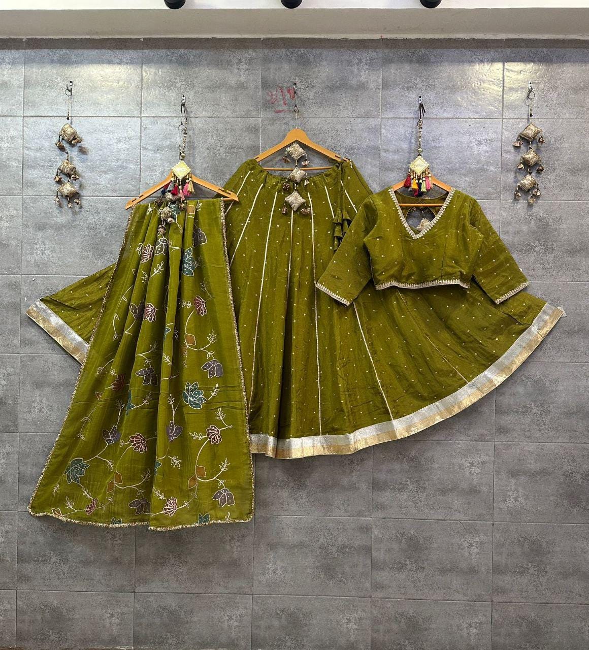 Designer Chaniya Choli for Navratri Patola Lehenga Festival outfit Gamthi Work Garba Night