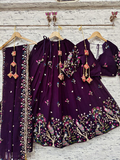 Geroget Chaniya With Multi Rainbow Sequance Work Lehenga Choli