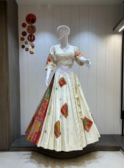 Fancy Banaras Viving Fabric Patch Work Choli For Navratri Patola Lehenga Festival Outfit Gamthi Work Garba Night