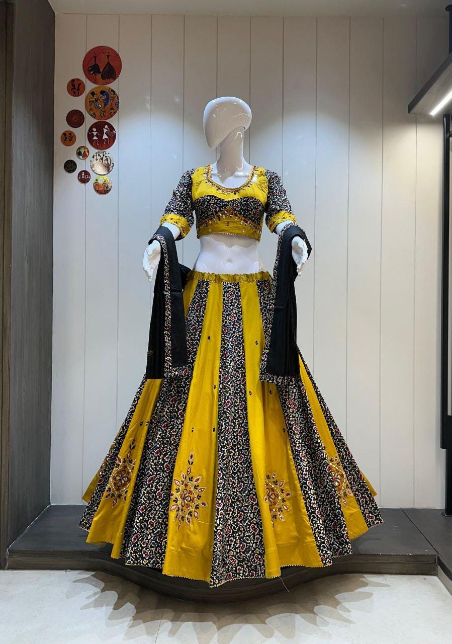 Pure Ajrakh Cotton Print Fabric Choli For Navratri Patola Lehenga Festival Outfit Gamthi Work Garba Night