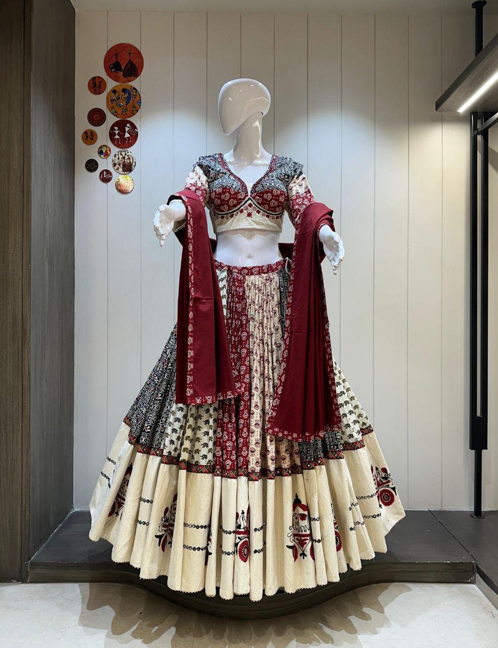 Pure Khadi Cotton Fabric Heavy Aari Work In Chaniya Choli