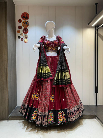 Pure Jaam cotton Choli For Navratri Patola Lehenga Festival Outfit Gamthi Work Garba Night