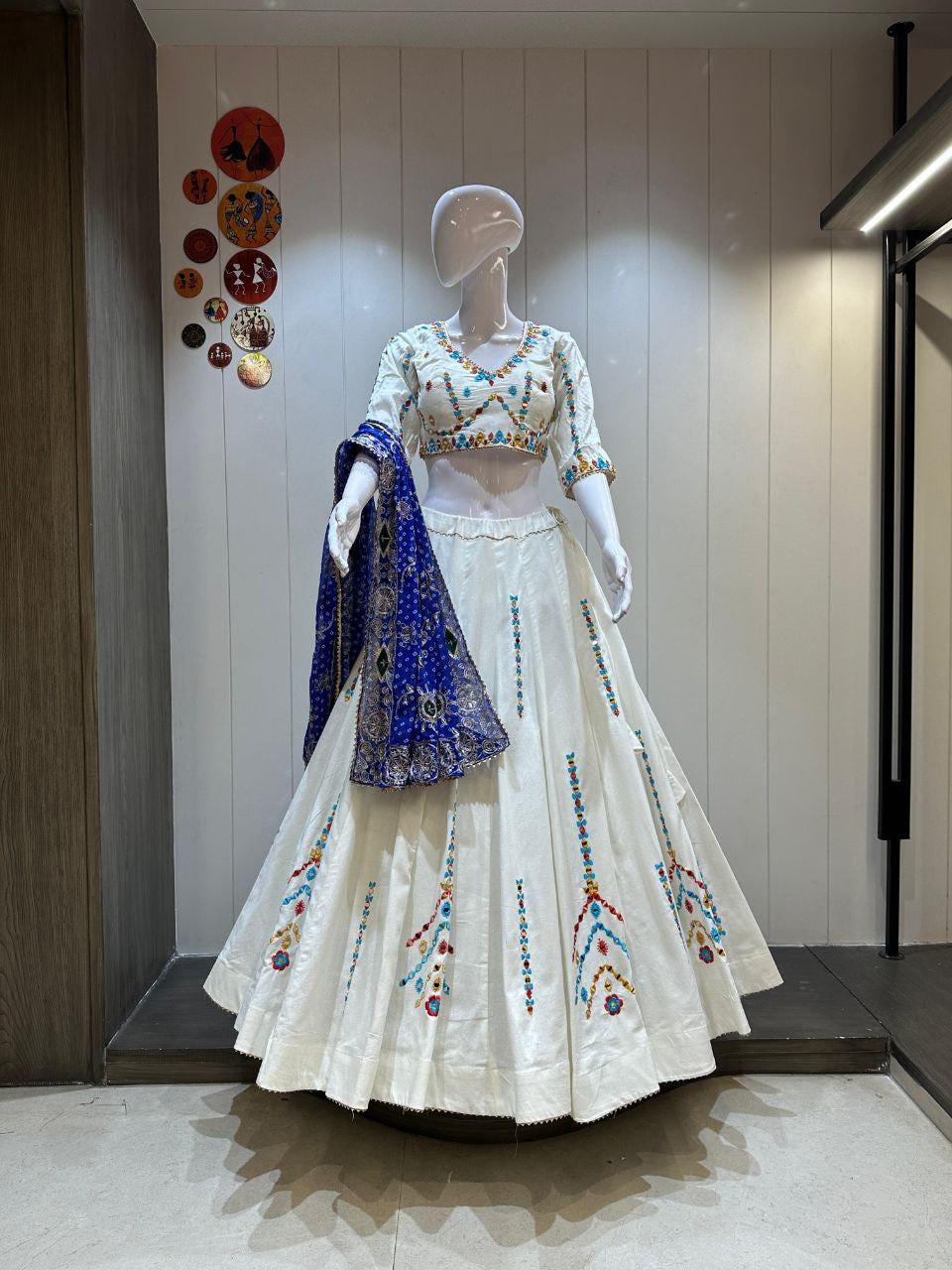 Lurex Khadi Cotton Umbrella With Patching Work Dupatta With Designer Blouse