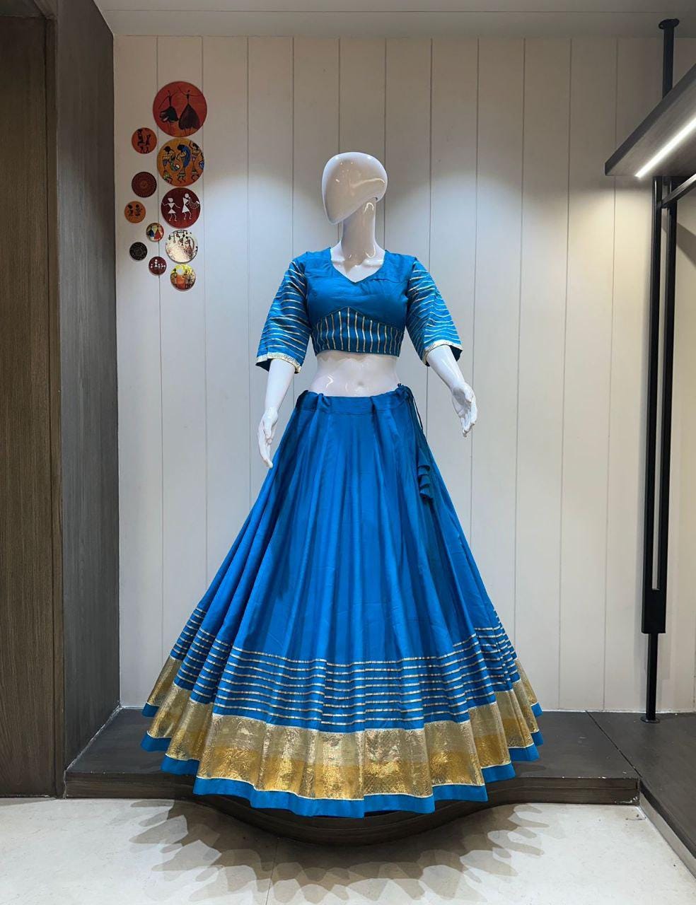 Pure khadi cotton Aari work chaniya choli Lehenga Festival outfit