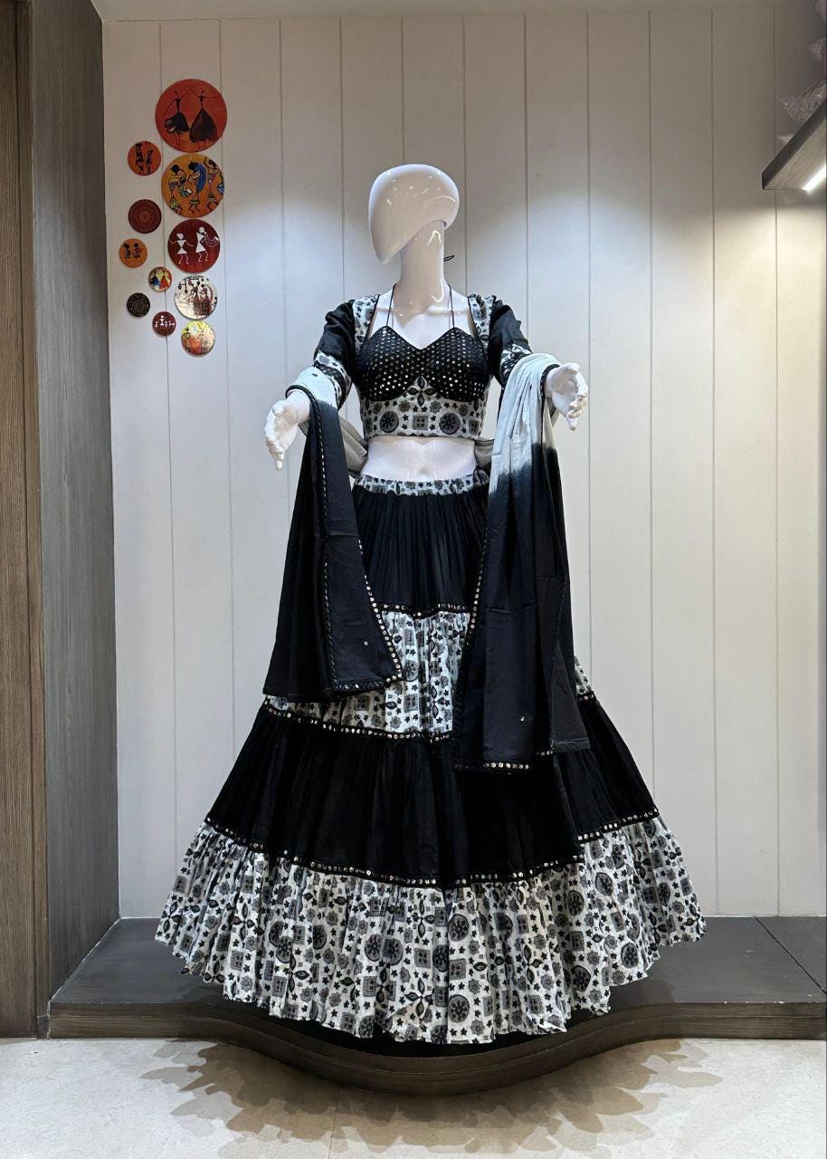 Pure Jaam Cotton Work Chaniya Choli For Navratri Patola Lehenga Festival Outfit Gamthi Work Garba Night