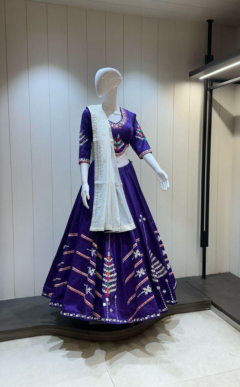 Designer Chaniya Choli for Navratri Patola Lehenga Festival outfit Gamthi Work Garba Night