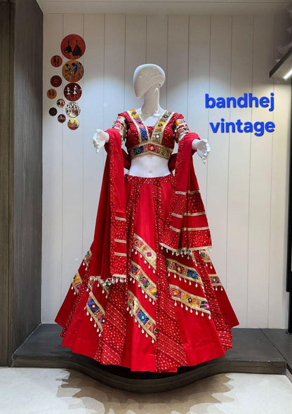 Designer Chaniya Choli for Navratri Patola Lehenga Festival outfit Gamthi Work Garba Night