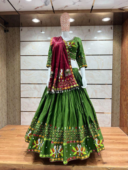 Double Mor With Pure Jam Sharti Cotton  With Patching Work Dupatta With Designer Blouse