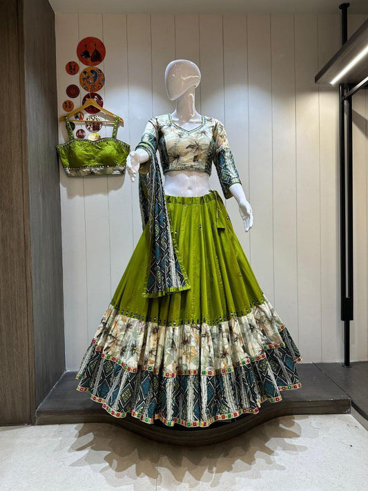 Pure Jaam Cotton Fabric With Multi Layers Of Print Heavy Original Manual Work Chaniya Choli