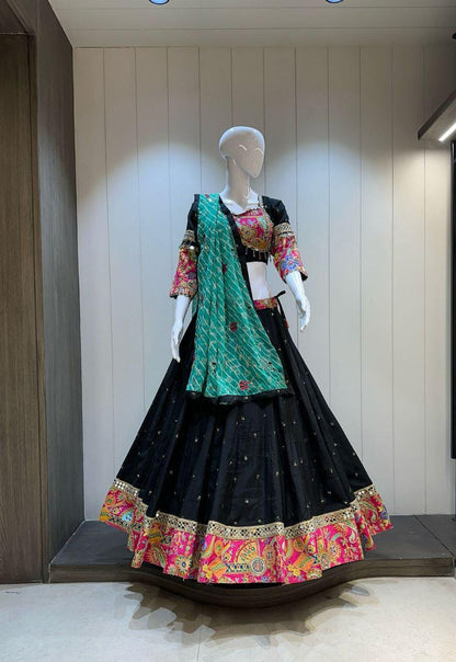 Designer Chaniya Choli for Navratri Patola Lehenga Festival outfit Gamthi Work Garba Night