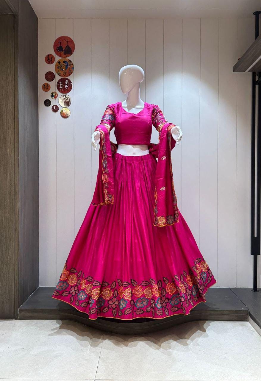 Designer Chaniya Choli for Navratri Patola Lehenga Festival outfit Gamthi Work Garba Night