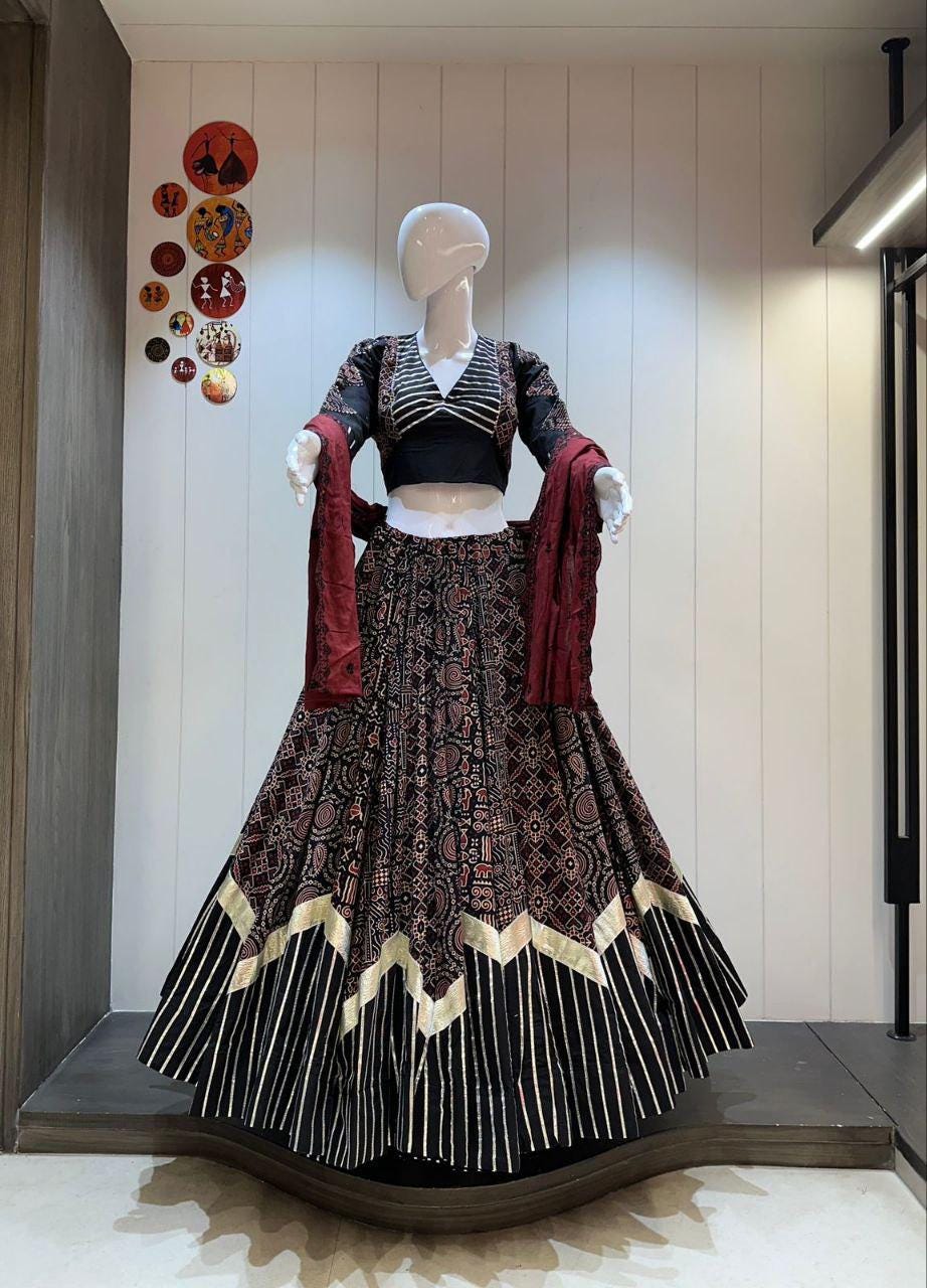 Designer Chaniya Choli for Navratri Patola Lehenga Festival outfit Gamthi Work Garba Night