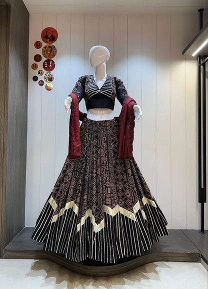Designer Chaniya Choli for Navratri Patola Lehenga Festival outfit Gamthi Work Garba Night