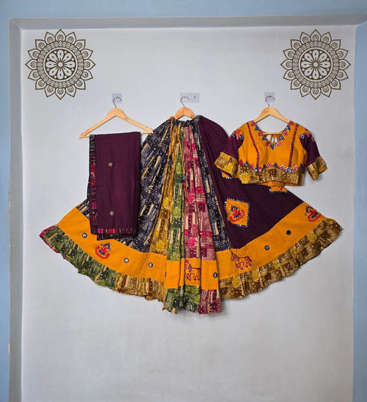 Pure Jaam Cotton Fabric Skirt With Heavy South Print Gamthi Lace And Heavy Lining Chaniya Choli