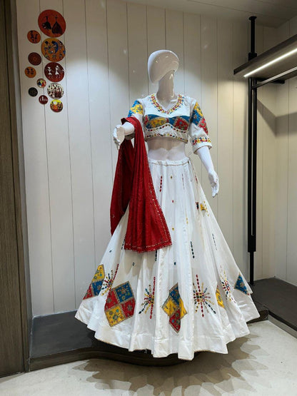 Black Colour Pure Jaam Cotton Heavy Quality Fabric Navratri Patola Lehenga Festival