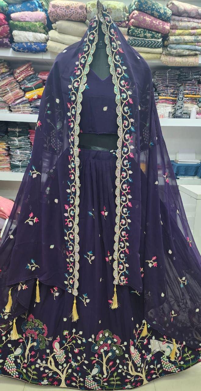 Geroget Chaniya With Multi Rainbow Sequance Work 🔥