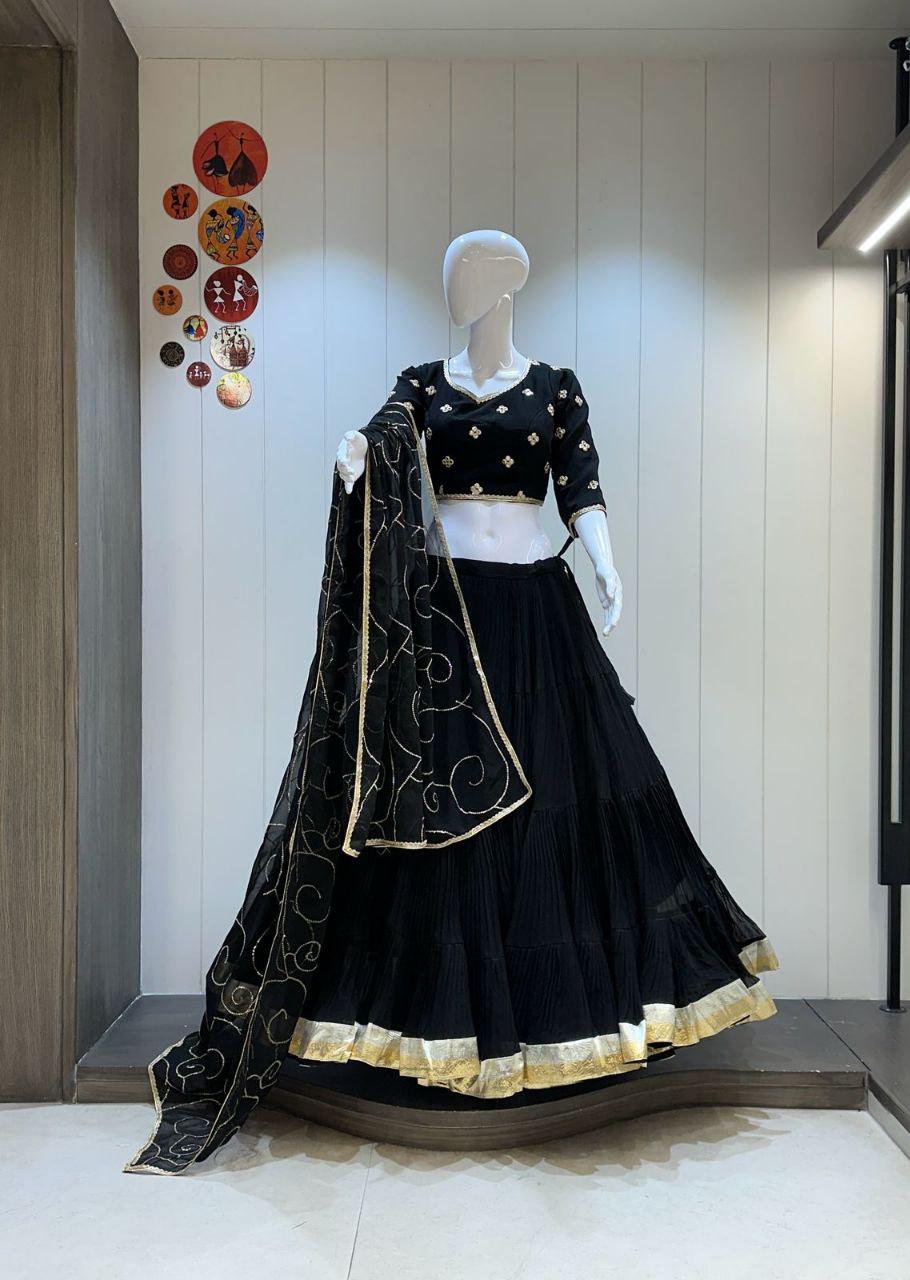 Designer Chaniya Choli for Navratri Patola Lehenga Festival outfit Gamthi Work Garba Night