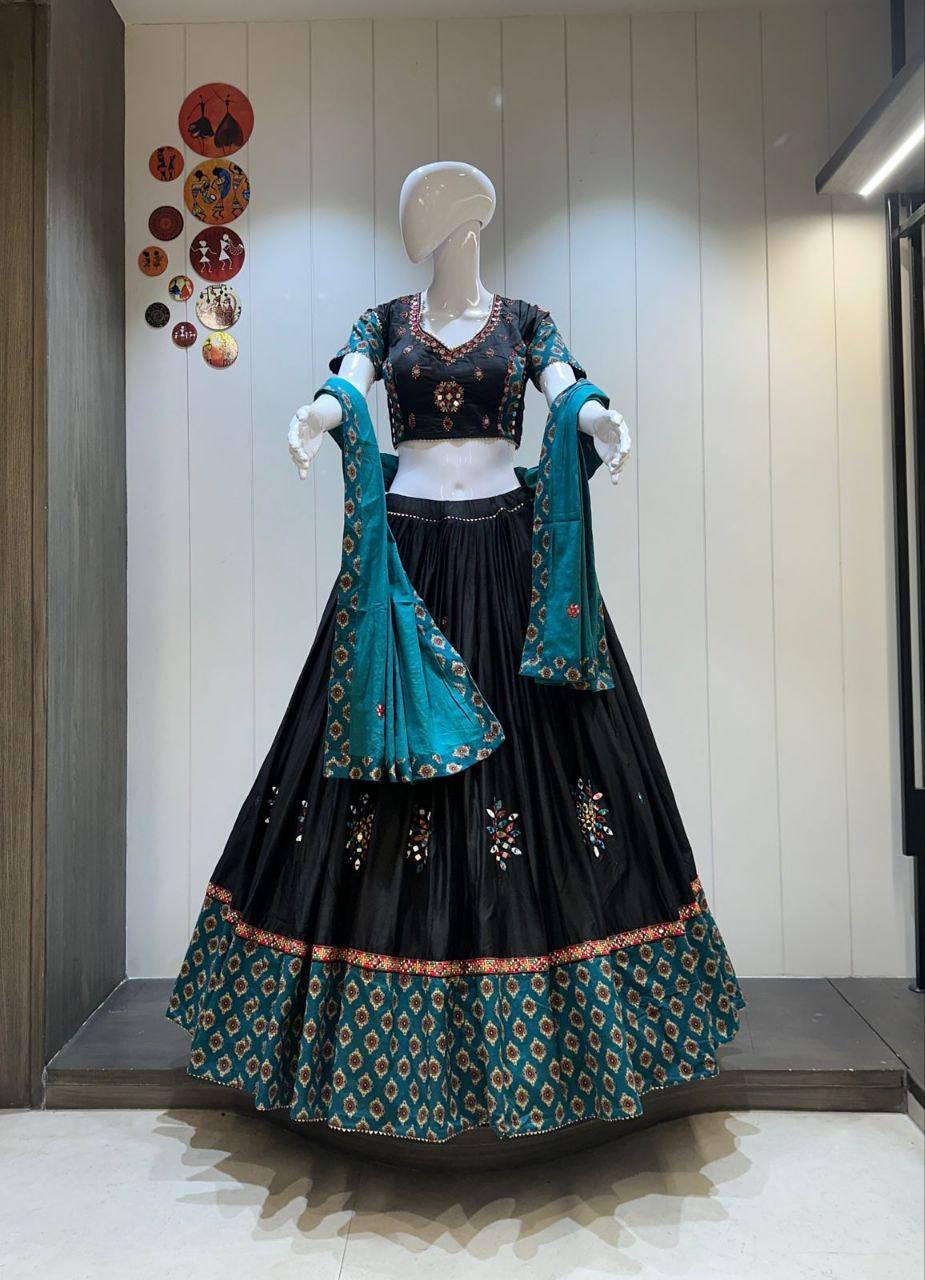 Designer Chaniya Choli for Navratri Patola Lehenga Festival outfit Gamthi Work Garba Night